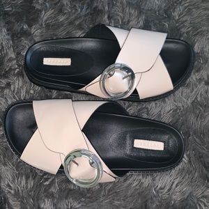 Pedro Crossover-strap Leather Slider Sandals
